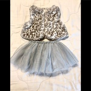 Faux Fur Vest and Pretty Skirt